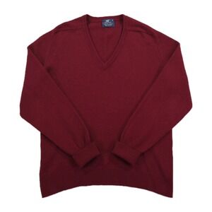 Vintage Lord‎ Jeff Sweater Mens Large Red 100% Cashmere V Neck Pullover USA Made